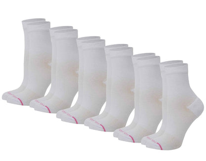 Mid-Crew Compression Socks | Assorted White Half-Cushion | Dr Motion ( 6 Pairs )