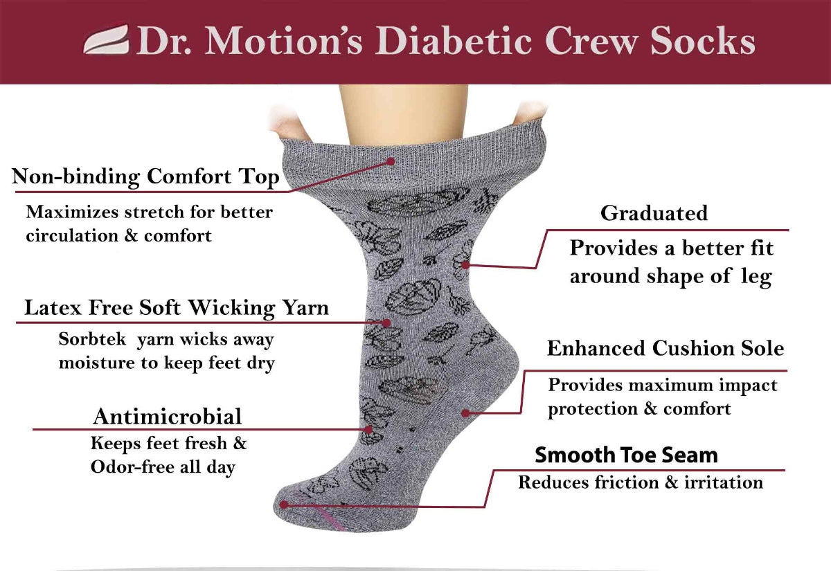 Dr. Motion women’s diabetic socks with breathable fabric and non-binding cuff