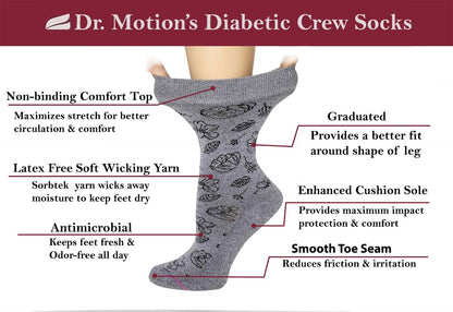 Dr. Motion women’s diabetic socks with breathable fabric and non-binding cuff