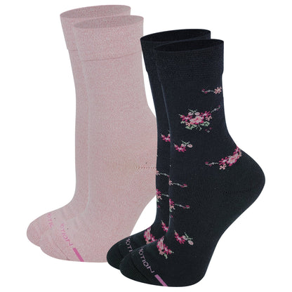 Soft crew diabetic socks for women with smooth toe seam and cushioning