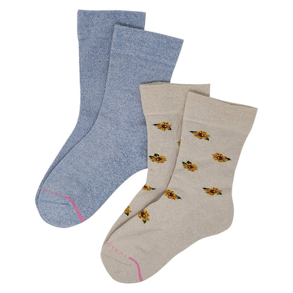 Sunflower crew diabetic socks for women with smooth toe seam and cushioned comfort