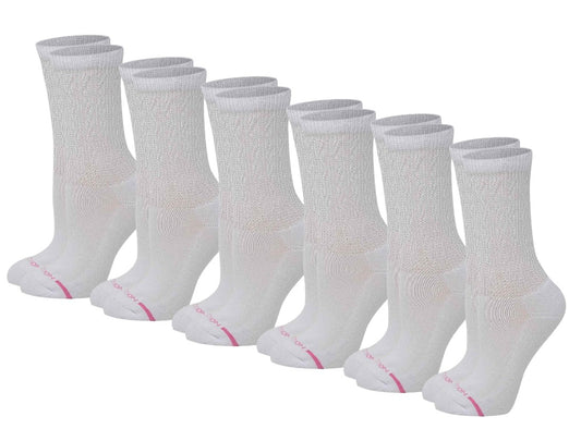 Women’s crew diabetic socks by Dr. Motion in solid colors with non-binding cuff and half-cushion sole