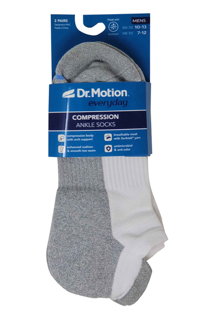 Men’s Ankle Compression Socks | Basic Solid Colors | Dr. Motion (6-Pack)
