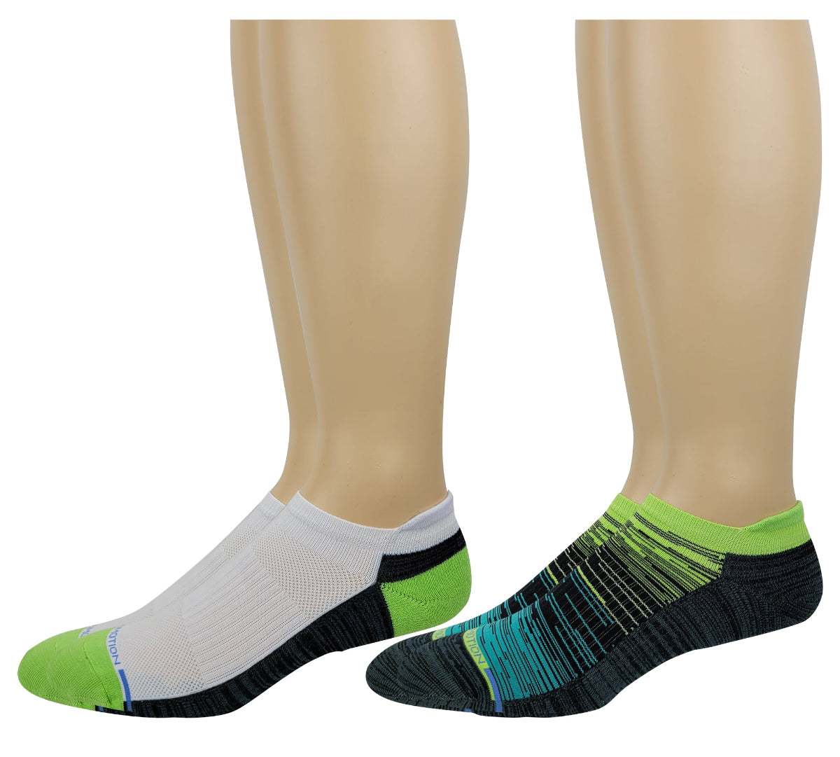 Breathable mesh upper on Dr. Motion ombre ankle compression socks to keep feet cool and dry