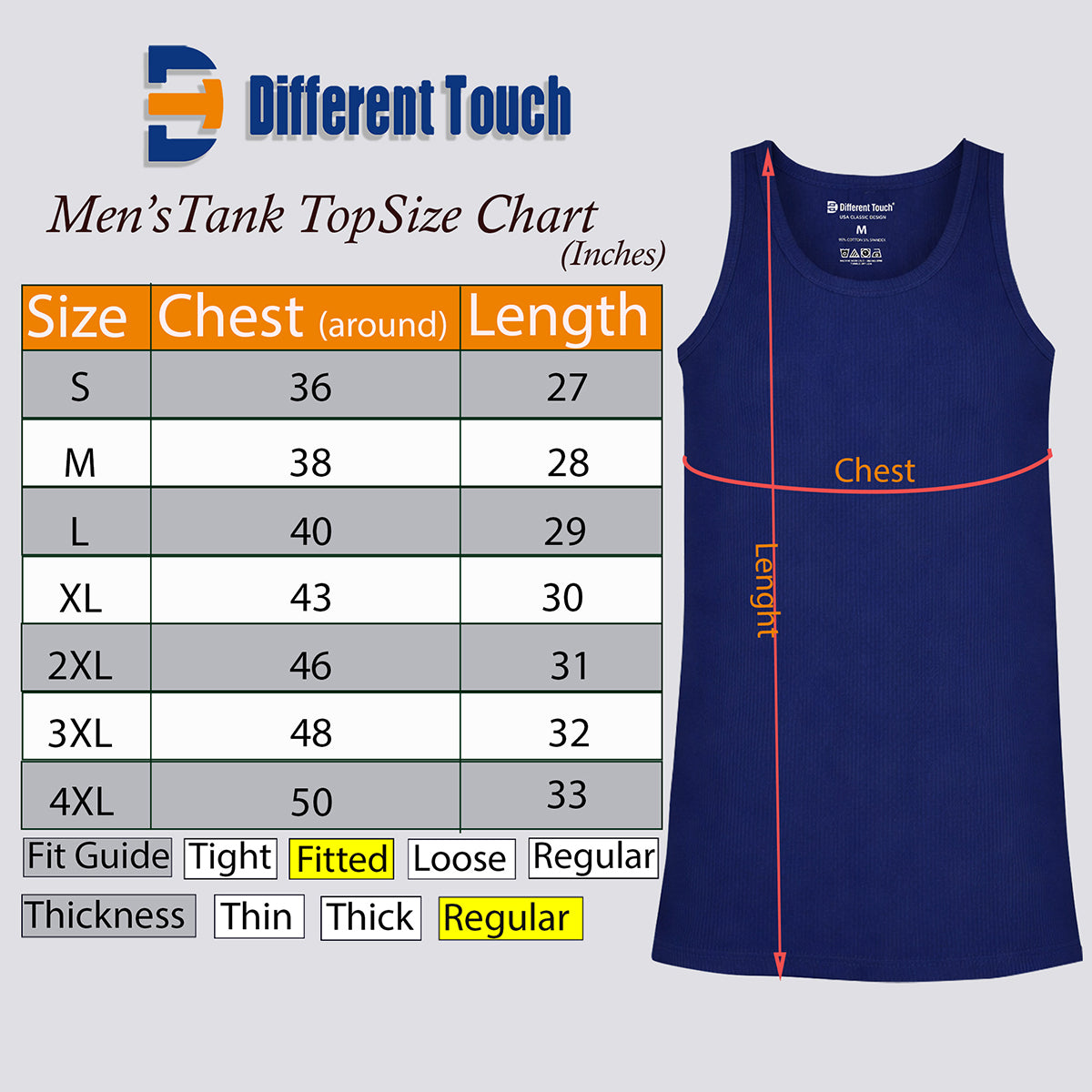 Men’s Ribbed Cotton Tank Tops (A-Shirts) – Muscle Fit Undershirts, 3 Pack | Different Touch