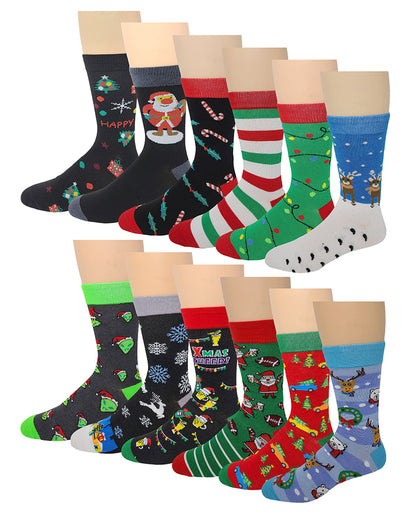 Different Touch men’s Christmas dress socks – fun patterned 12-pair set”
