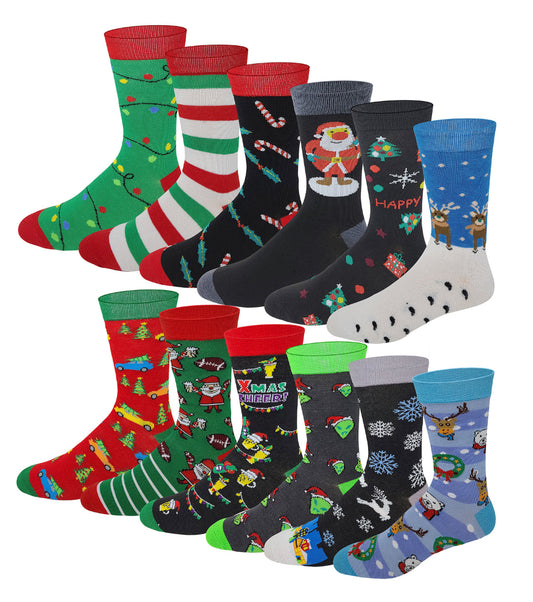 Men’s colorful Christmas dress socks – 12 pair assorted pattern pack”