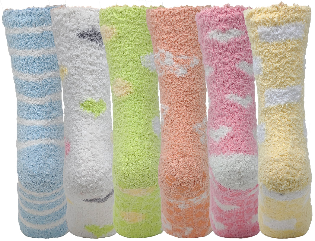 Cozy fuzzy hospital grip socks designed for indoor comfort and safety