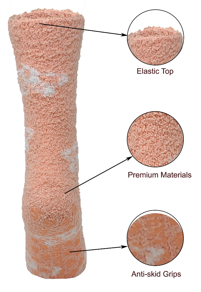 Hospital slipper socks with non-skid grip soles for slip-resistant wear