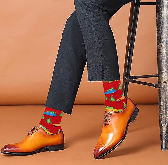 Dress Socks | Merry Christmas Festive Design | Men's (6 Pairs)