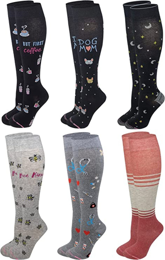 Dr. Motion Women’s knee-high compression socks assorted colors 6 pack