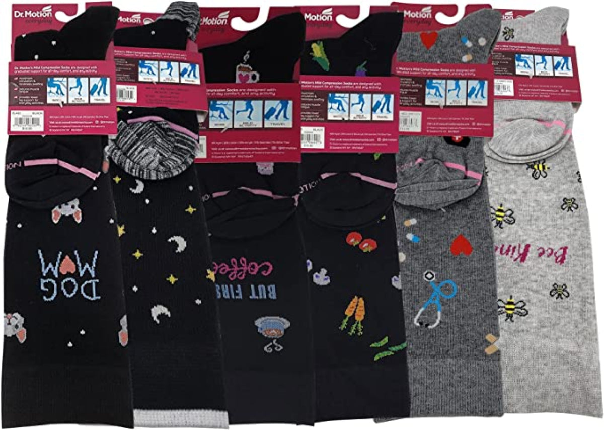 Dr. Motion women’s knee-high compression socks 8–15 mmHg