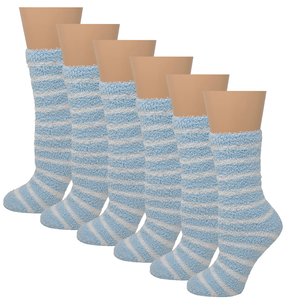 Six pairs of cozy fuzzy non-slip hospital slipper socks for women