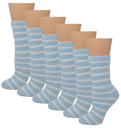 Six pairs of cozy fuzzy non-slip hospital slipper socks for women
