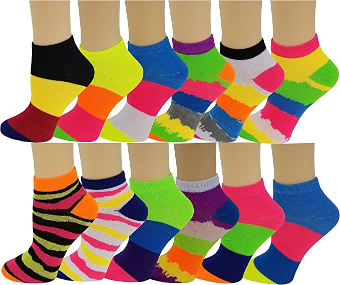 Women wearing colorful low cut ankle socks with sneakers for everyday comfort