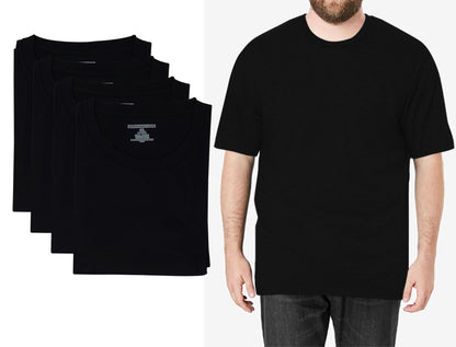 Big and tall men’s cotton T-shirt worn untucked for comfortable home lounging