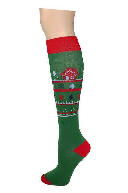 Women’s Christmas Compression Knee High Socks | 8–15 mmHg | Festive Designs (1 Pair)