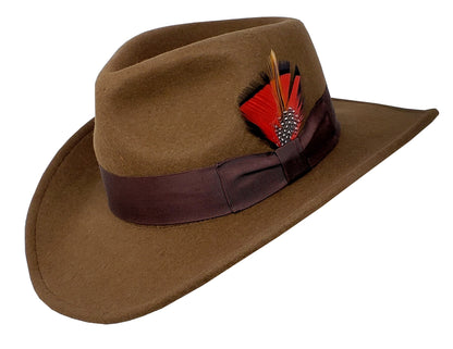 Different Touch Indiana Jones Outback Cowboy Crushable Wool Fedora Hat