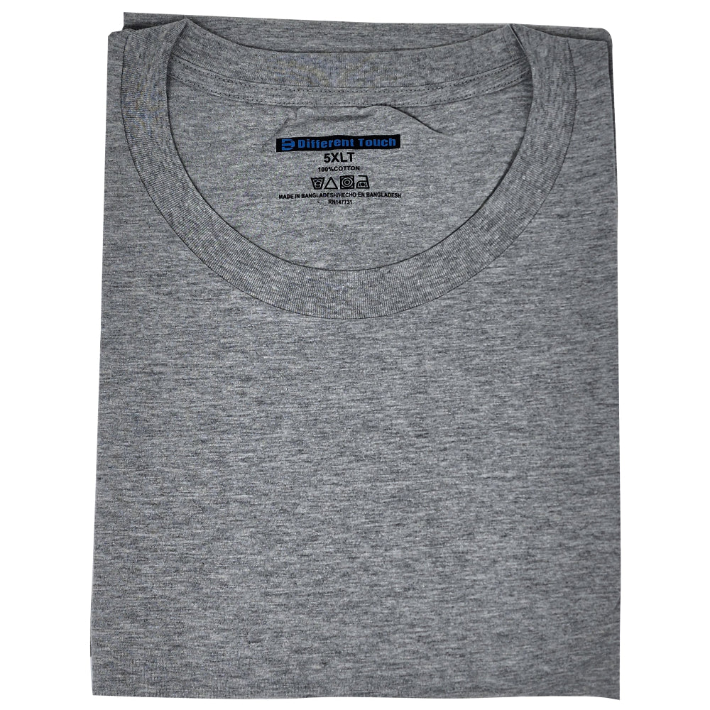 Folded gray Oversize t-shirt with a brand label on a white background