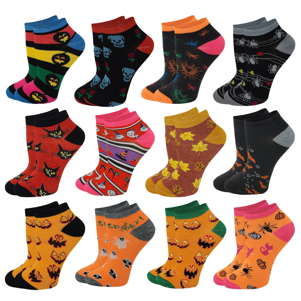 Twelve-pair pack of women’s Halloween no-show socks