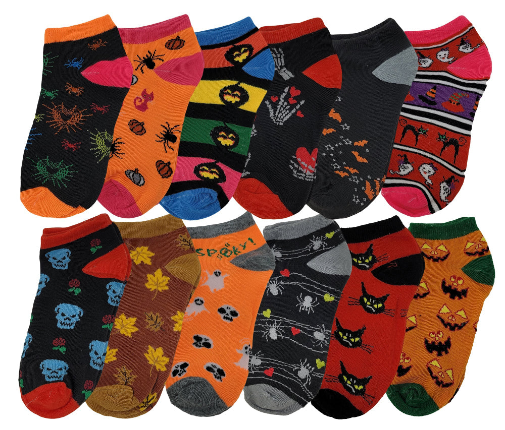 omen’s Halloween low cut ankle socks in assorted designs