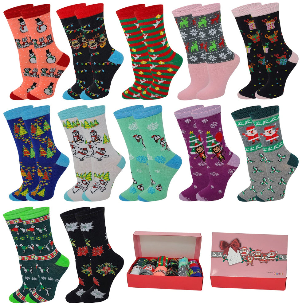 Twelve-pair pack of women’s festive novelty socks