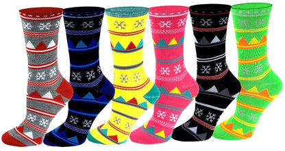 Six-pair pack of women’s snowflake Crew socks