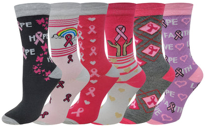 Women’s awareness socks – supportive pink ribbon crew pack