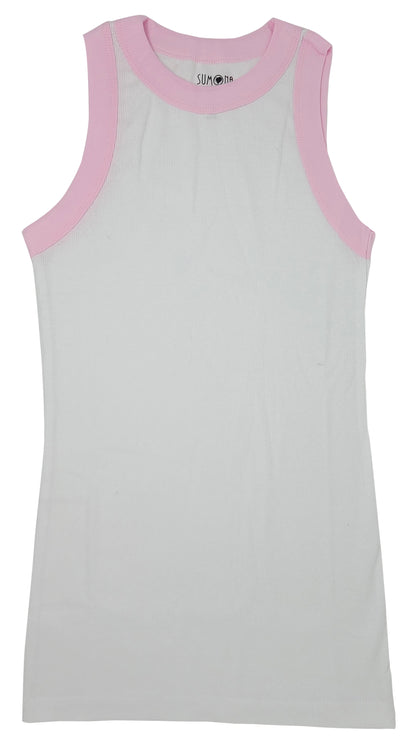 SUMONA Women Round Neck Wide Strap Casual Basic Ribbed Tank Top