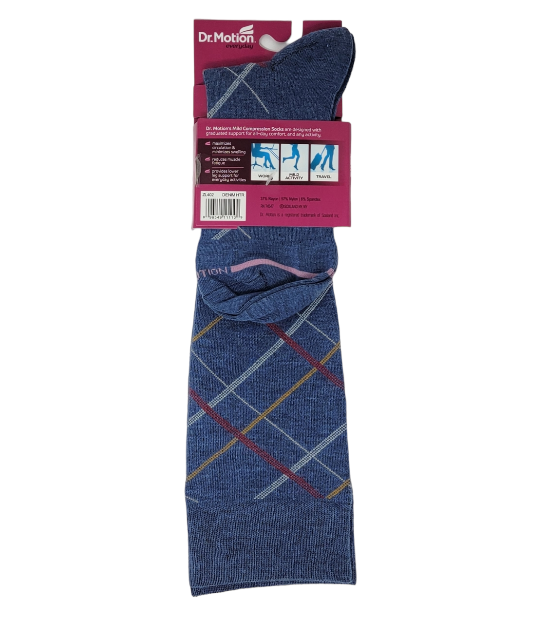 Knee High Compression Socks | Denim Color | Dr. Motion Women (1 Pair)