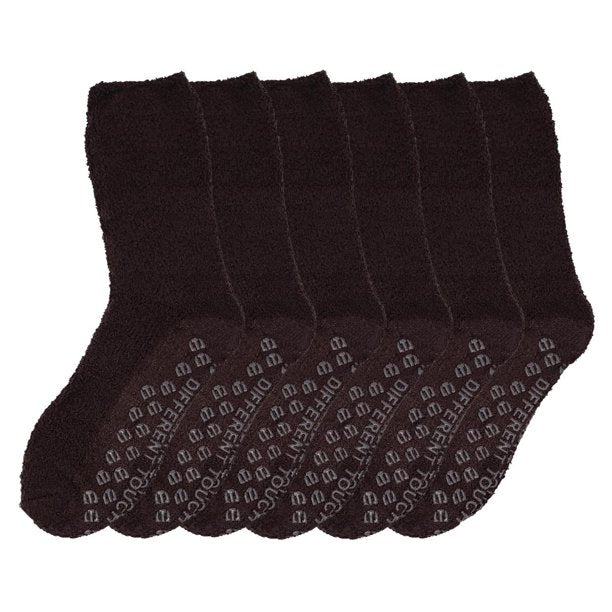 Unisex Non-Slip Lounge Slipper Socks | Cozy Plain Colors | 6-Pair Pack