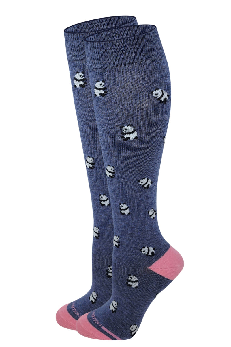 Dr. Motion women’s knee-high compression socks with panda print
