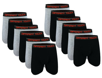 12 pack  Men’s long leg boxer briefs in classic black and gray